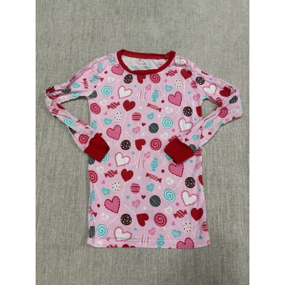 Little Sleepie Pink Sweet Valentine Bamboo Pajamas 2 Piece Long Sleeve Size 7/8